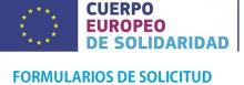 Logo cuerpo europeo de solidaridad, formularios de solicitud